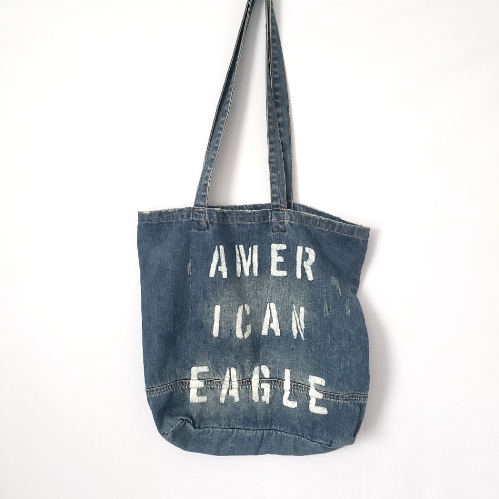 American Eagle Blue Denim Tote Bag School College